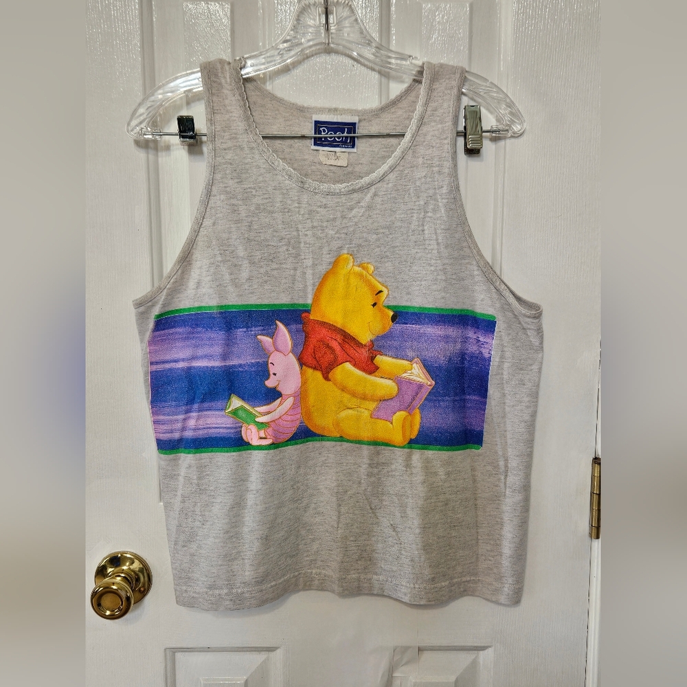 Vintage Winnie The Pooh Gray Tank Top Size Med